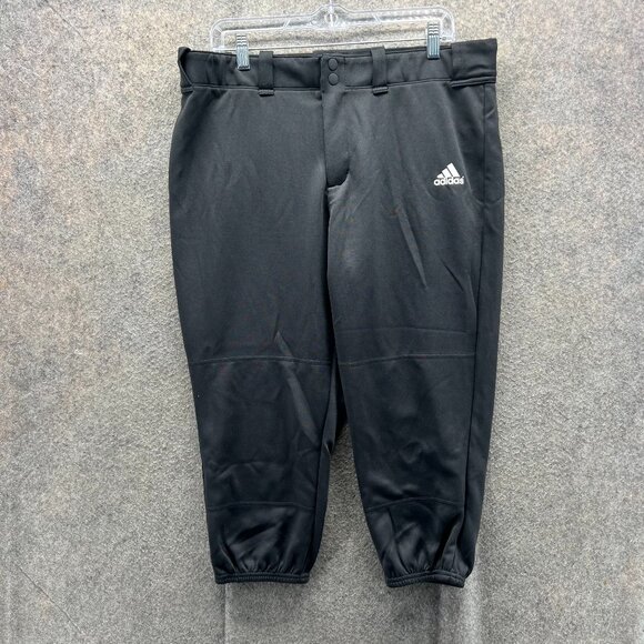 Adidas Baseball Pants Women XL Black Elastic Hem Aeroready Polyester Stretch - Picture 1 of 10